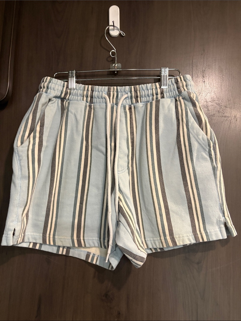 Urban Outfitters Light Blue Striped Drawstrin shorts